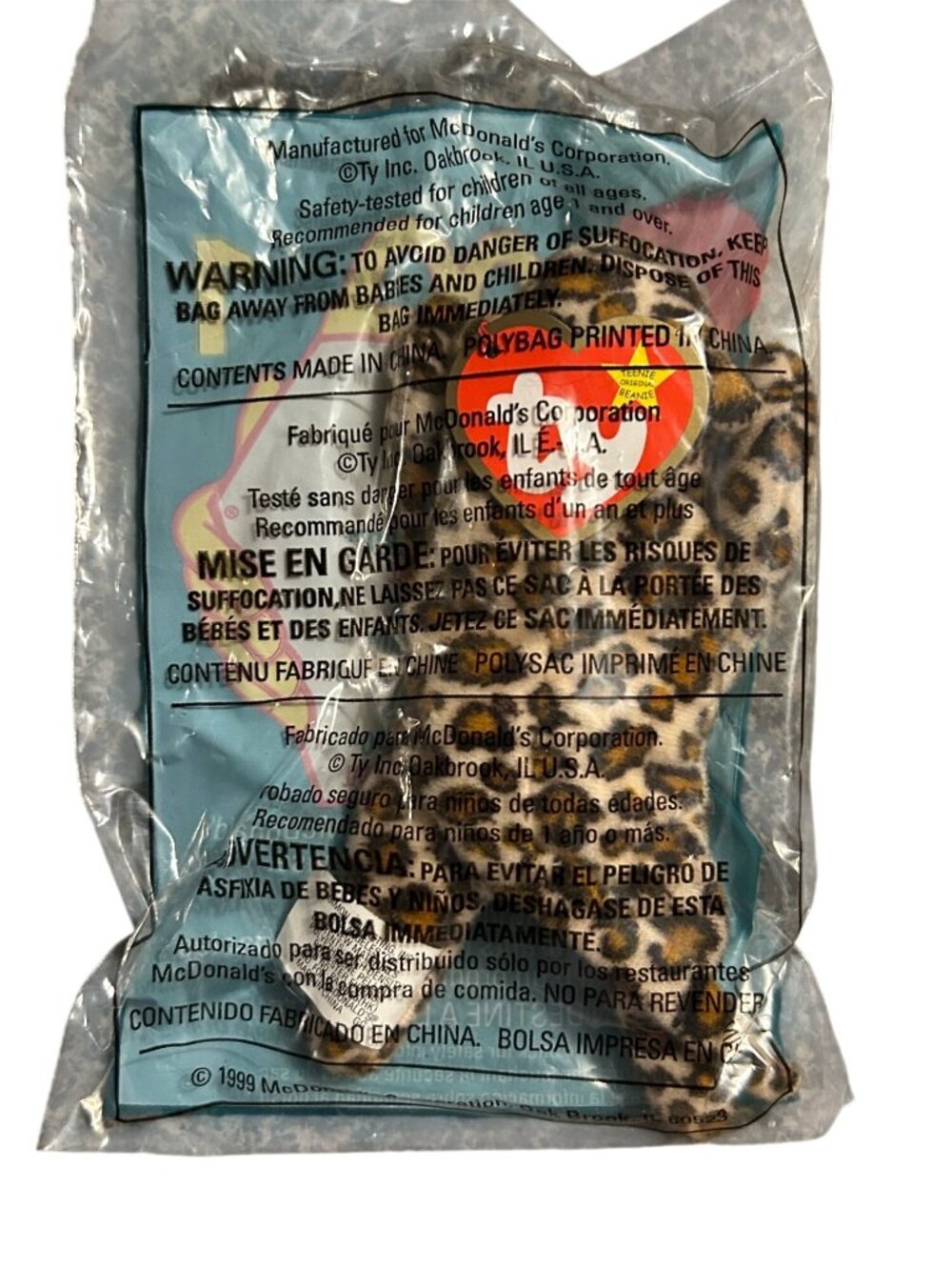 Ty Freckles The Leopard Toy Animal Sealed In Original McDonalds Packaging 1999 C